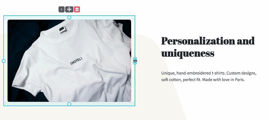 Captura de pantalla del cambio de tamaño de un bloque