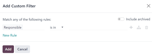 La ventana emergente para agregar un filtro personalizado que aparece en la aplicación Marketing por correo de Nexovate.