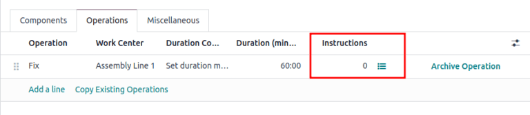 Mostrar la columna Instrucciones y el icono de lista.