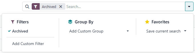 El filtro archivado de la página Rutas.