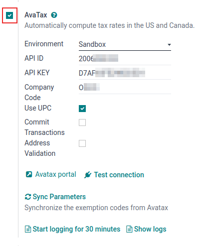 Configuración de ajustes de AvaTax