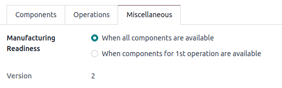 Vista de la versión actual de la LdM en la pestaña Varios.