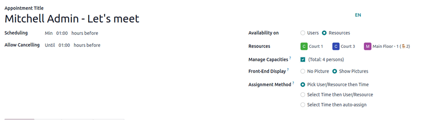 Ventana para compartir la disponibilidad en la aplicación Calendario.