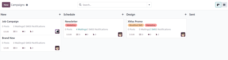 Visualización de la página de campaña en la aplicación Marketing por correo de Nexovate.