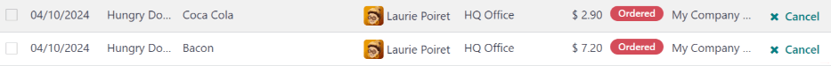Las líneas de orden con el botón para cancelar resaltado.