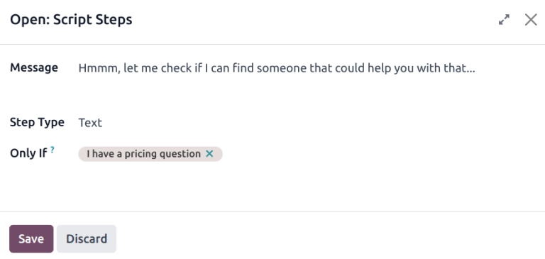 Vista del formulario de nuevo mensaje, se resalta el campo Solo si.