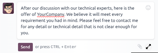Un redactor del chatter con el icono para expandir resaltado.