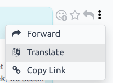 Imagen del hilo del chatter donde se resalta el botón Traducir.