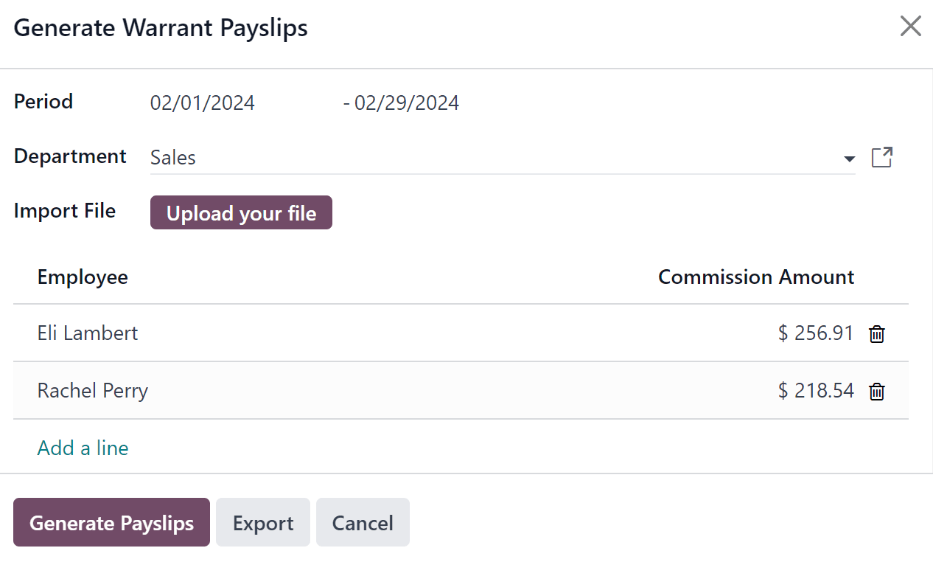Escriba los detalles de la comisión.