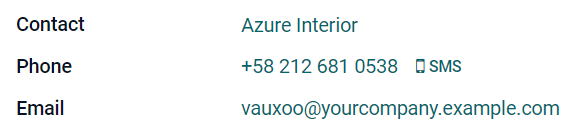 Captura de pantalla de la función de datos de contacto en la vista de formulario.