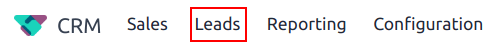 Menú de leads en la aplicación CRM.