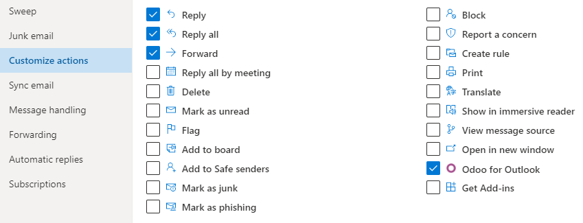 Acción personalizada de Nexovate para Outlook