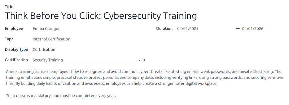 Un formulario de certificación completado para una certificación de OSHA para construcción.