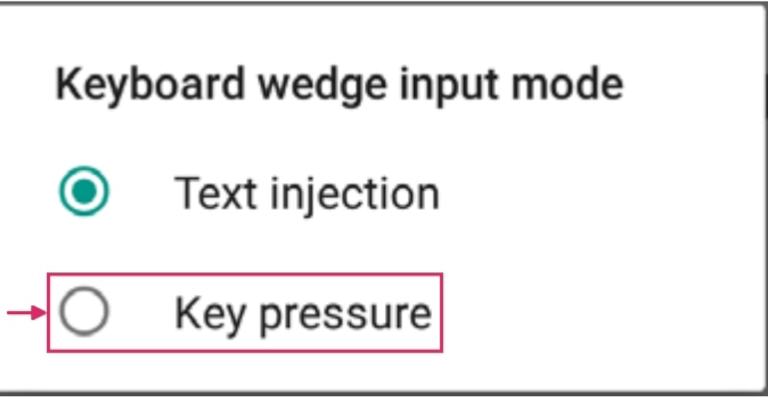 Selección del modo de entrada Keyboard wedge en el escáner Datalogic.