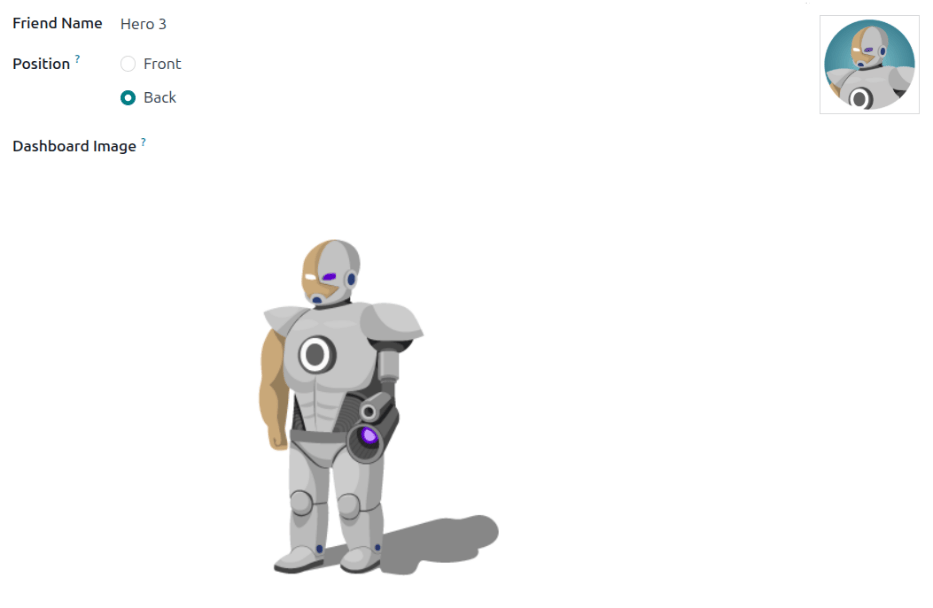 Un formulario de amigo en modo de edición.