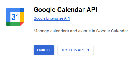 Habilite el API del calendario de Google.