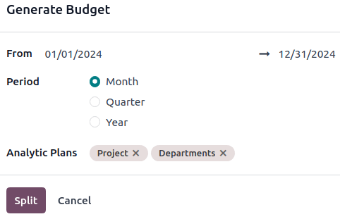 todas las opciones para generar presupuestos periódicos