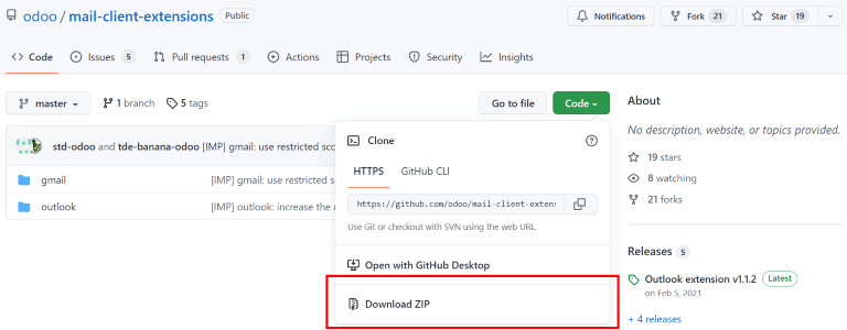 Descargar el archivo ZIP del repositorio de Nexovate en GitHub para obtener los complementos de correo.