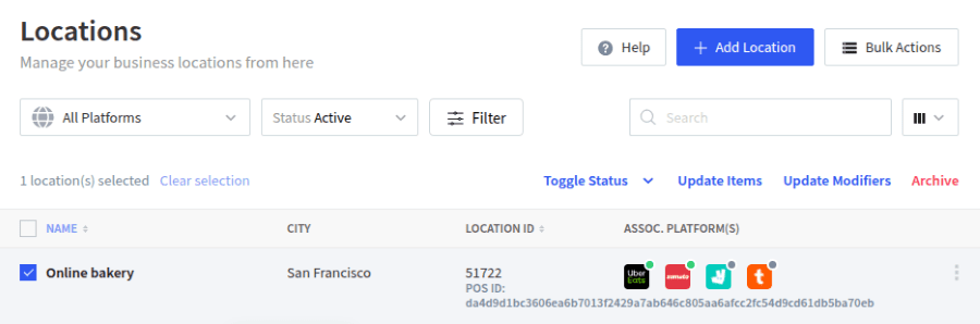 Botón de solicitud de activación en la pestaña Ubicaciones de la cuenta de Atlas.