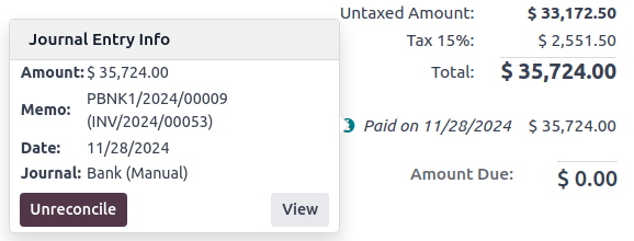 Ver información de pago detallada.