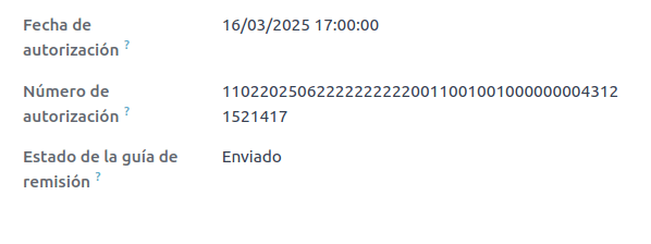 Número de autorización.