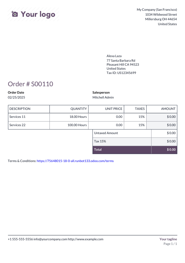 Captura de pantalla con un ejemplo del diseño "Con tabla marcada" del reporte.
