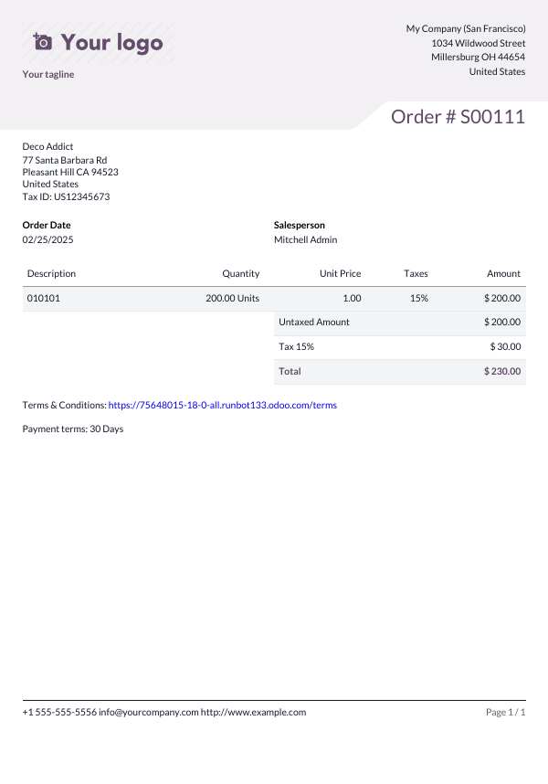 Captura de pantalla del ejemplo del diseño carpeta del reporte.