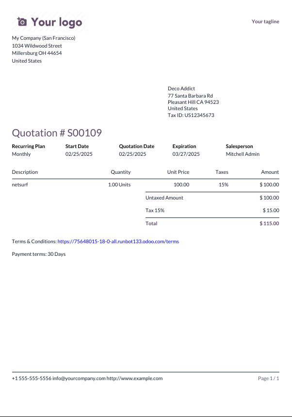 Captura de pantalla con el ejemplo del diseño claro del reporte.