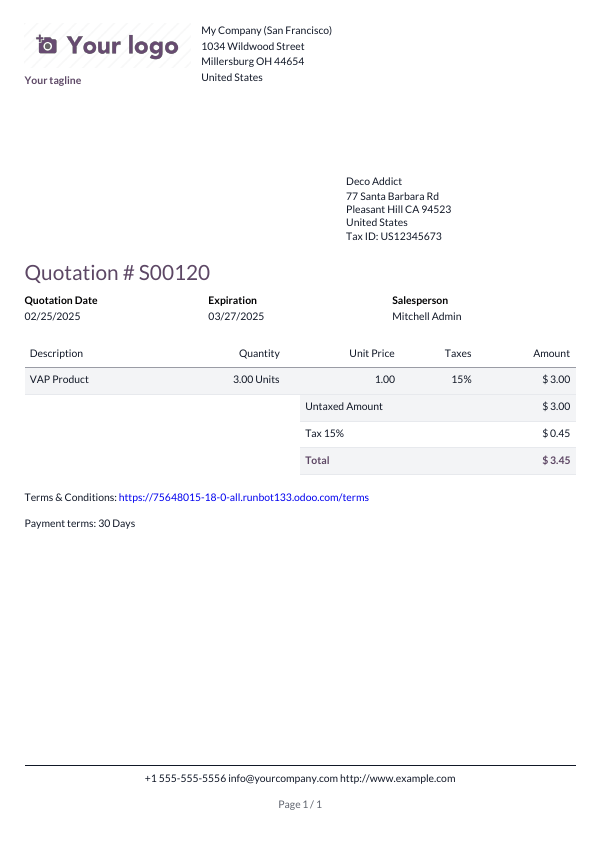 Captura de pantalla del ejemplo del diseño rayado del reporte.