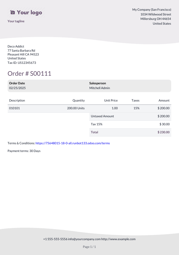 Captura de pantalla del ejemplo del diseño ola del reporte.