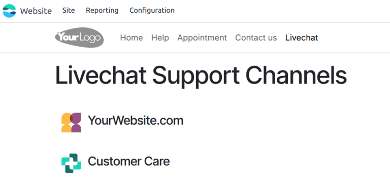 Vista de la página web para las calificaciones del chat en vivo haciendo énfasis en el icono del canal. 