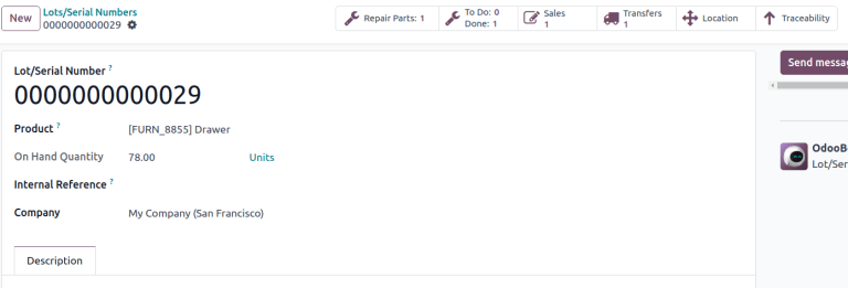 Mostrar el formulario de número de lote