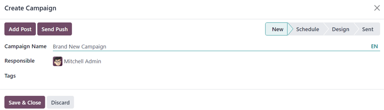 Vista de la ventana emergente de la campaña de correo electrónico en la aplicación Marketing por correo de Nexovate.