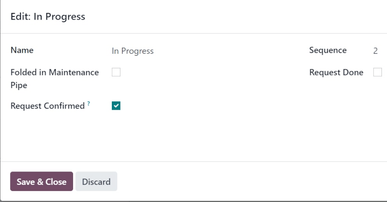 Ventana emergente para editar la columna En progreso.