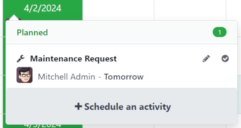 Ventana emergente para programar una actividad.