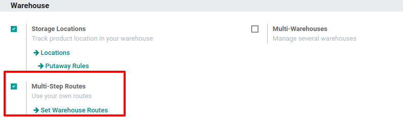 Activar la función "rutas multietapa" en la aplicación Inventario de Nexovate