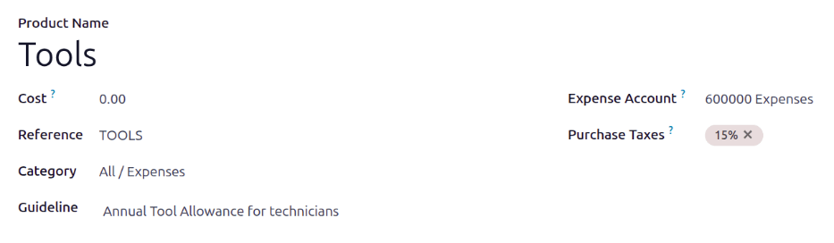 Una nueva categoría de gastos para herramientas.