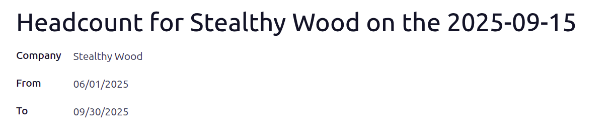 Un formulario de reporte de personal completado para el tercer trimestre de 2025.