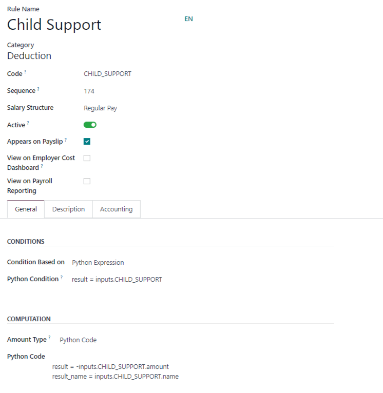 Proporcione la información para la nueva regla en el formulario correspondiente.