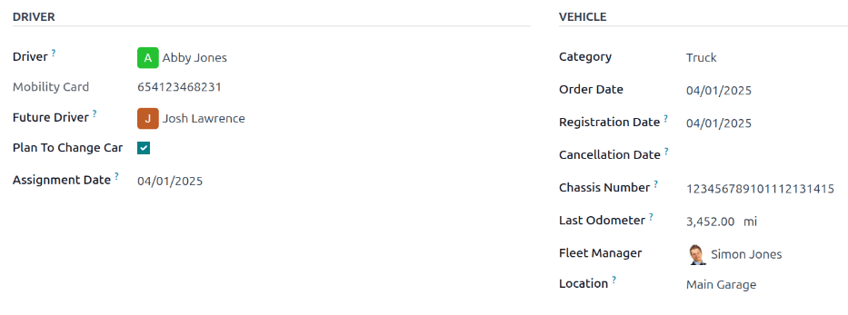Visualización del formulario del nuevo vehículo, destaca la sección de impuestos del vehículo.
