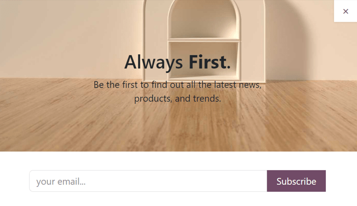 Imagen sobre cómo un bloque de creación de boletín de noticias emergente en el sitio web de Nexovate.