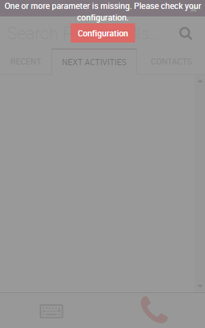 Mensaje de parámetro faltante en el widget VoIP de Nexovate.