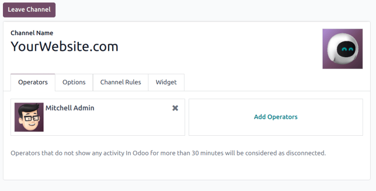 Vista de un formulario de canal de chat en vivo en la aplicación Chat en vivo de Nexovate.