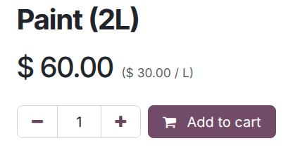 Precio por unidad en la página del producto.