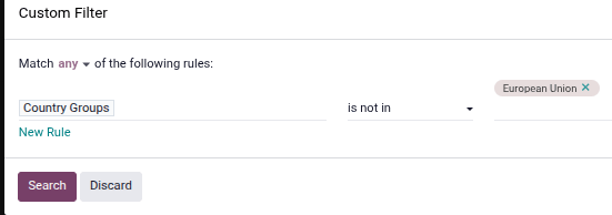 Filtro para la creación de grupos de países.
