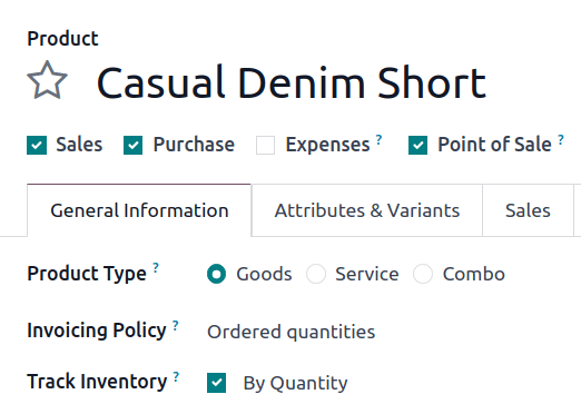 Configuraciones del tipo de producto y rastreo de inventario.