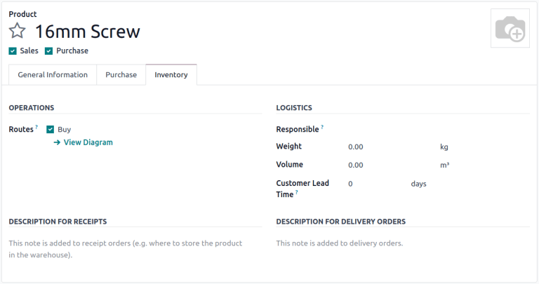 Configuración necesaria para los productos que se pueden comprar.