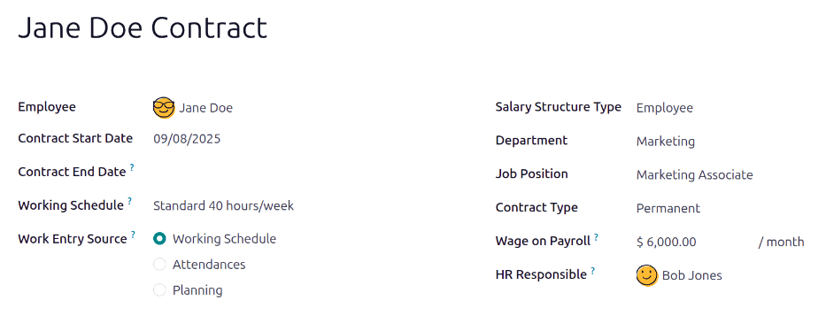 Formulario de nuevo contrato a completar al crear un nuevo contrato.