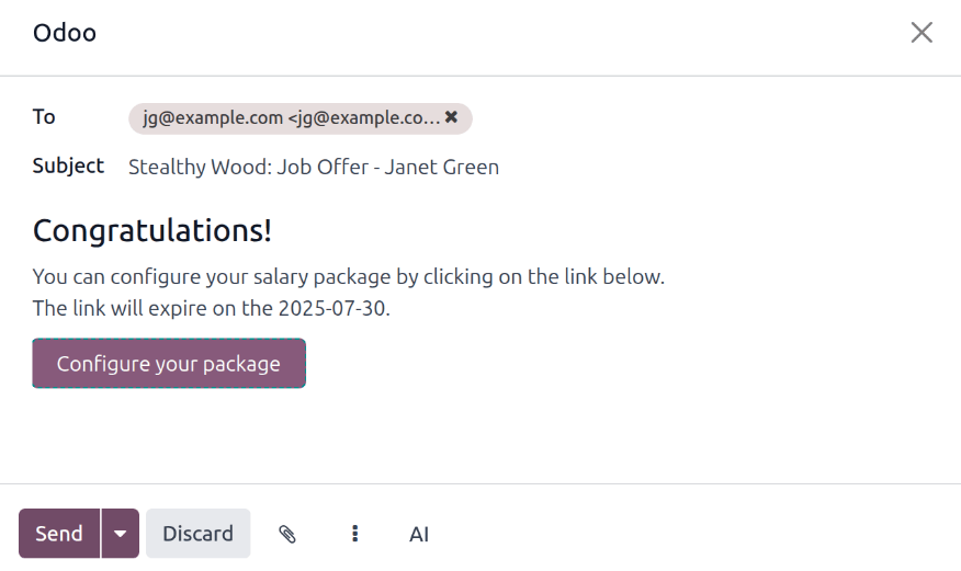 Enviar un correo al candidato con un enlace al sueldo que se le ofrece.