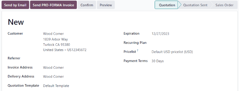 Formulario de cliente potencial calificado con el botón 'nueva cotización' destacado.